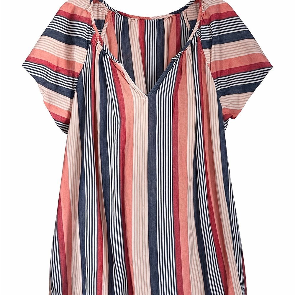 St. John's Bay Multicolor Striped V-Neck Blouse
